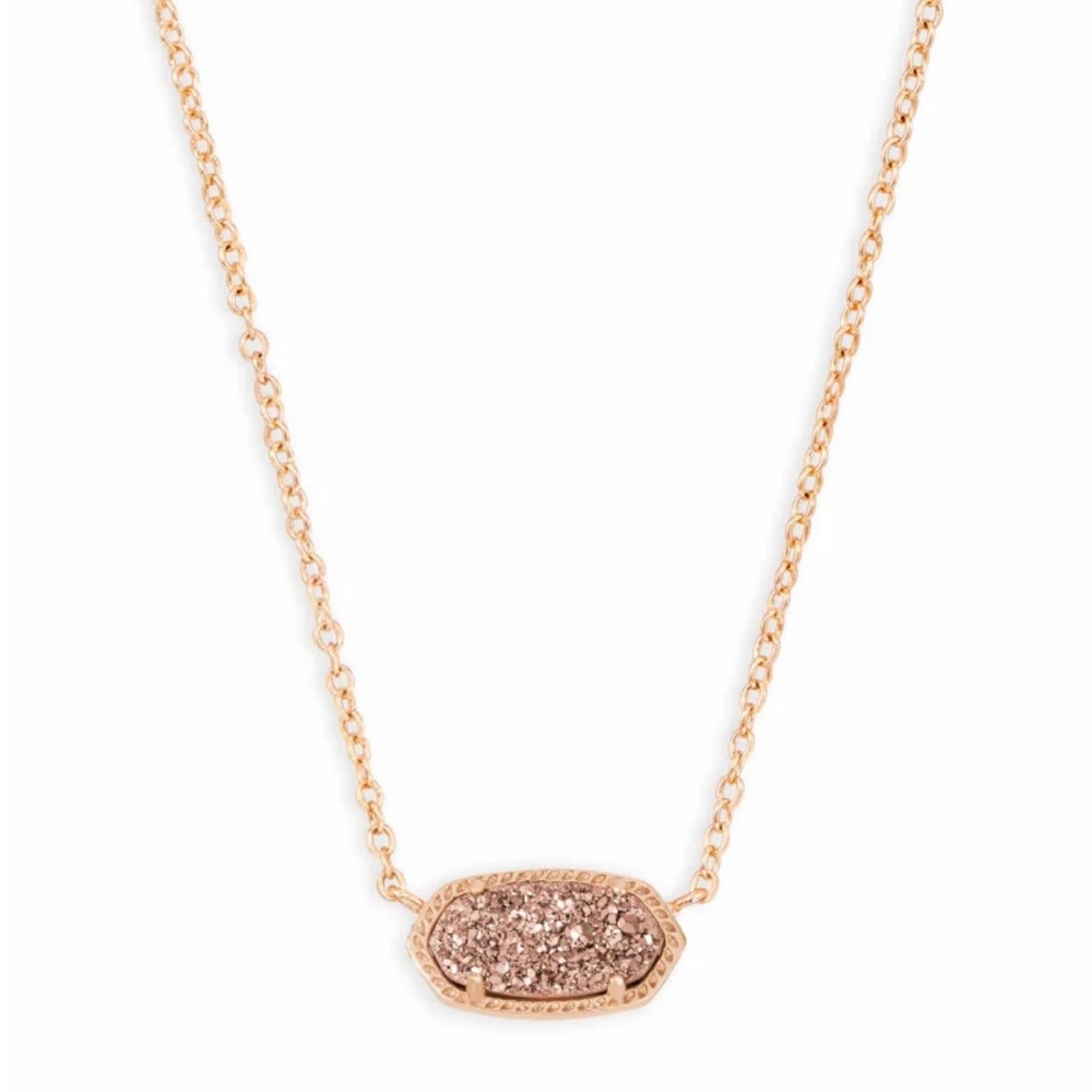 KENDRA SCOTT ROSE GOLD DRUSY NECKLACE